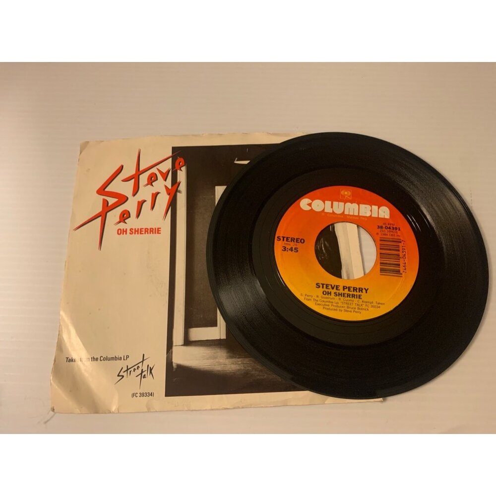 Steve Perry 45 RPM Vinyl Record "Oh Sherrie" / "Dont Tell Me Why Youre Leaving"